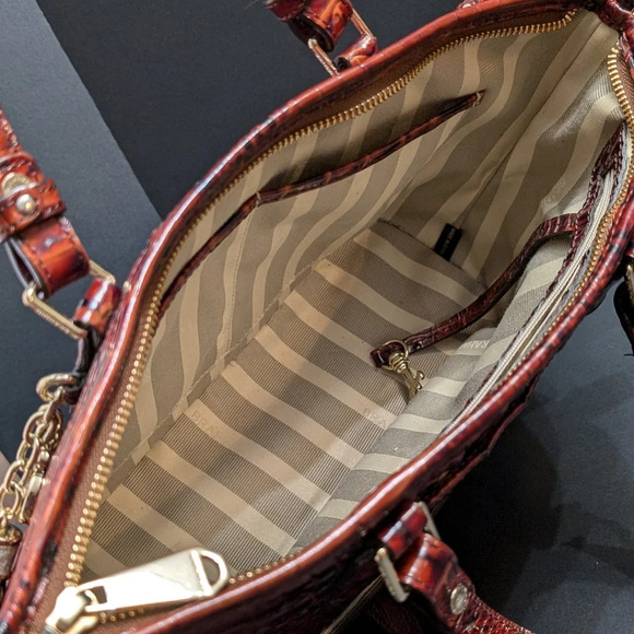 Brahmin Mini Asher Eastwood Croc-Embossed Leather satchel. - Picture 9 of 16